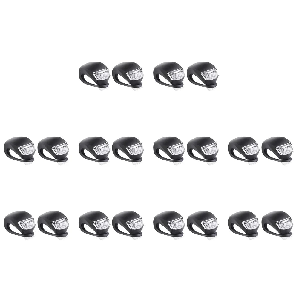 10-20PCS LED Silicone Bicycle Front Rear Light Set 3 Modes Waterproof MTB Mountain Road Bike Cycling Headlight Tail Warning Lamp