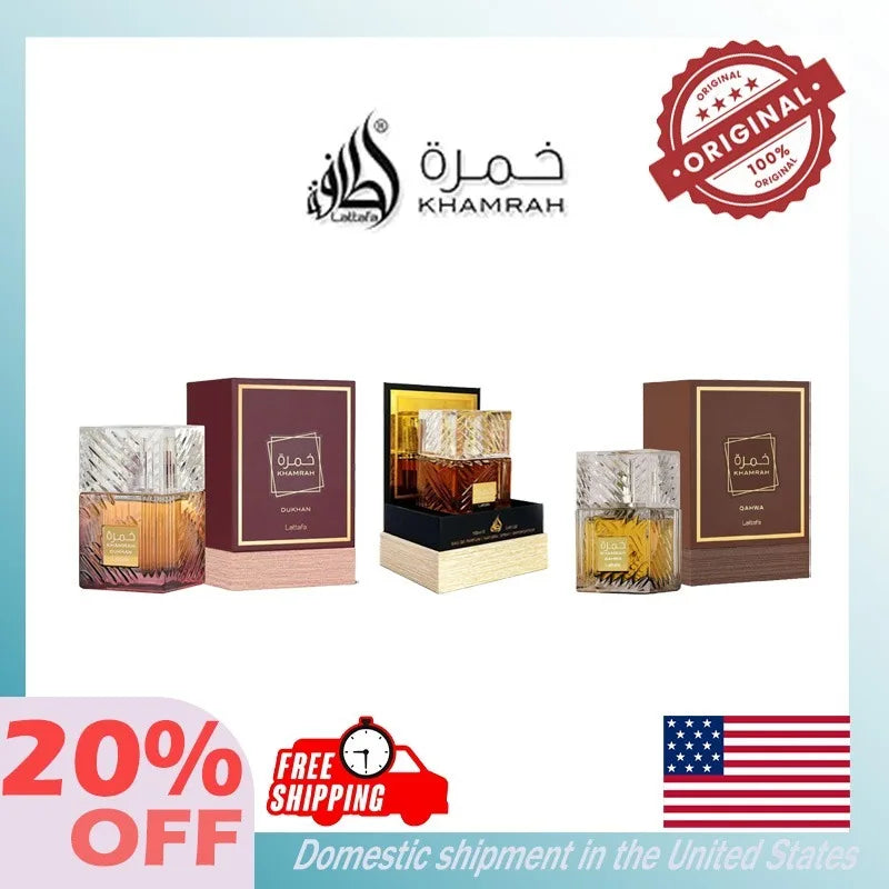 100ML Lattafa Original Arab Perfume Khamrah Qahwa Dukhan Ladies' Fragrance Spray Cologne for Man Birthday Present Makeup