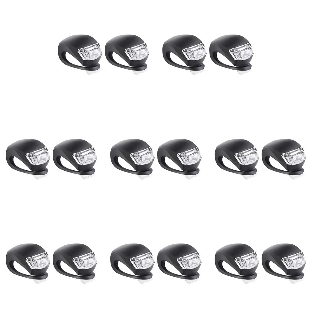 10-20PCS LED Silicone Bicycle Front Rear Light Set 3 Modes Waterproof MTB Mountain Road Bike Cycling Headlight Tail Warning Lamp